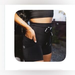 High-Waist Black Bike Shorts with Side Pockets